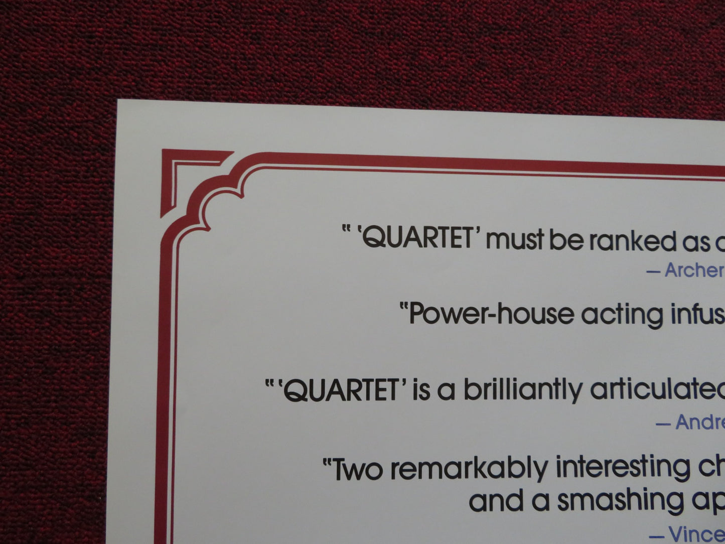 QUARTET FOLDED US ONE SHEET POSTER ALAN BATES MAGGIE SMITH ANTHONY HIGGINS 1981 - Rendezvous Cinema