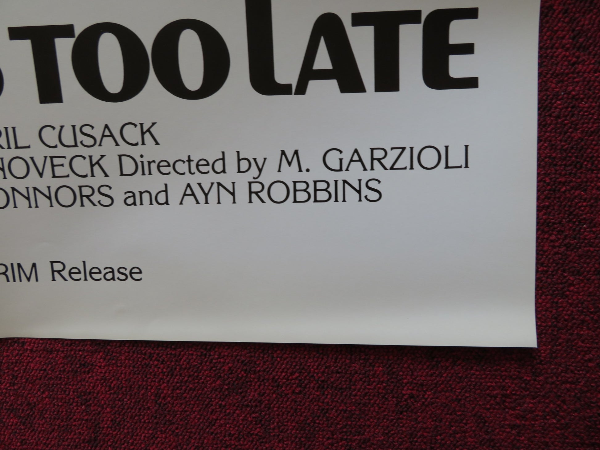 TOMORROW IS TOO LATE FOLDED US ONE SHEET POSTER JAMES WHITMORE LEE J.COBB 1978 - Rendezvous Cinema