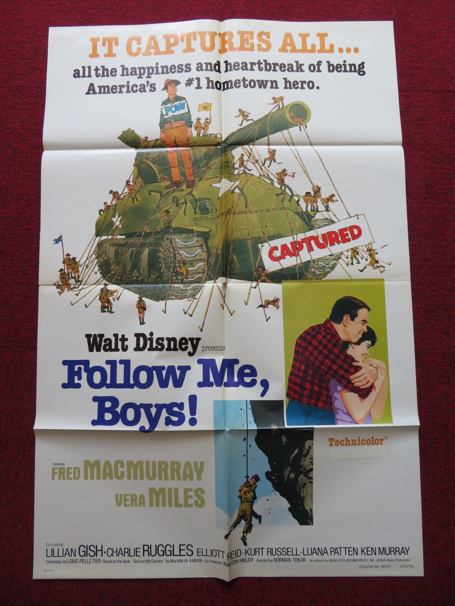 FOLLOW ME, BOYS! FOLDED US ONE SHEET POSTER DISNEY FRED MACMURRAY 1976 - Rendezvous Cinema