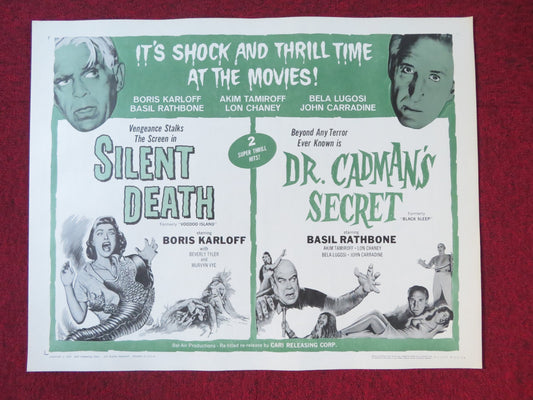 SILENT DEATH DR. CADMAN'S SECRET COMBO HALF SHEET (22"x 28") POSTER KARLOFF 1963