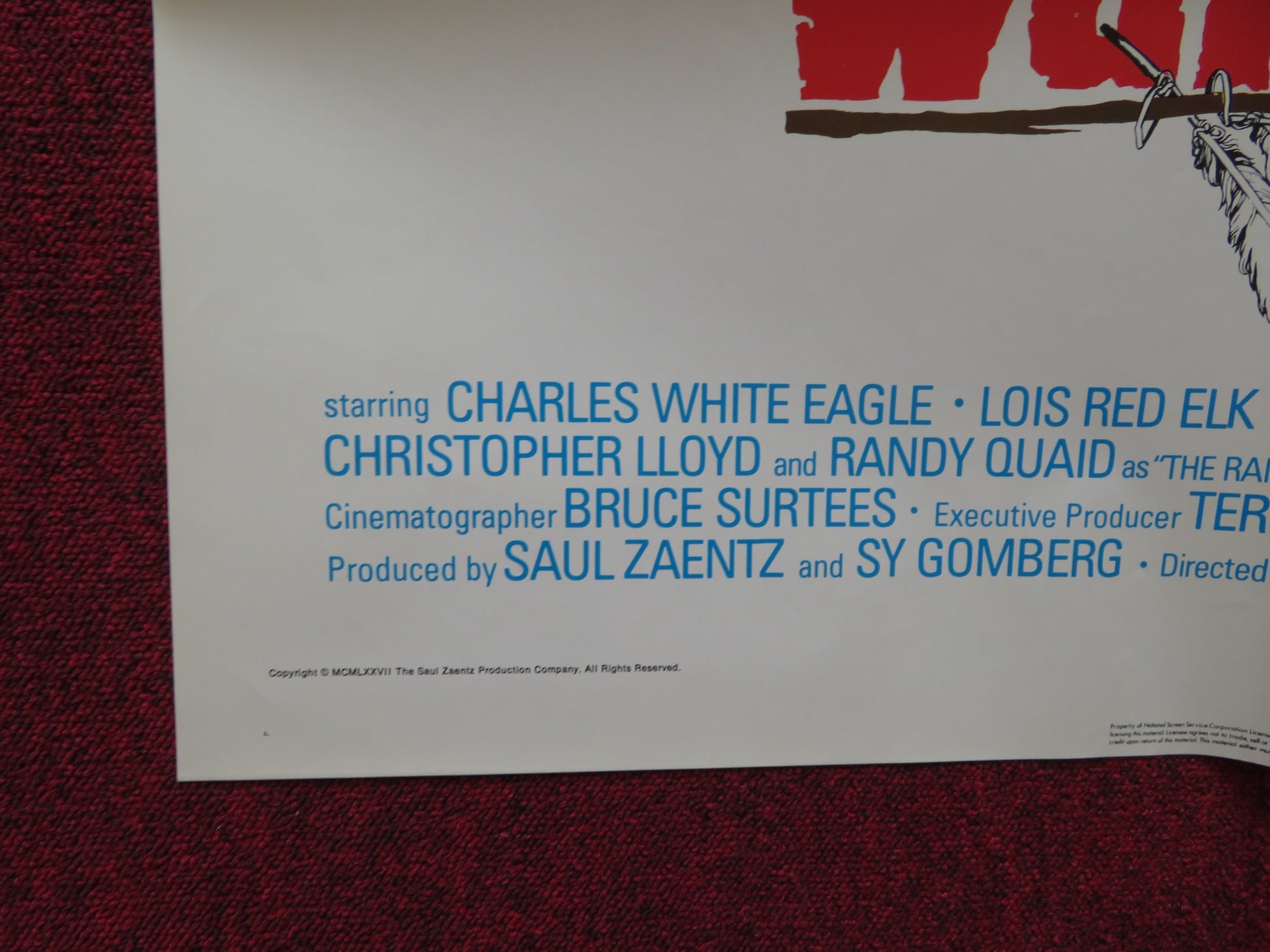 THREE WARRIORS FOLDED US ONE SHEET POSTER CHARLES WHITE EAGLE LOIS RED ELK 1977 - Rendezvous Cinema