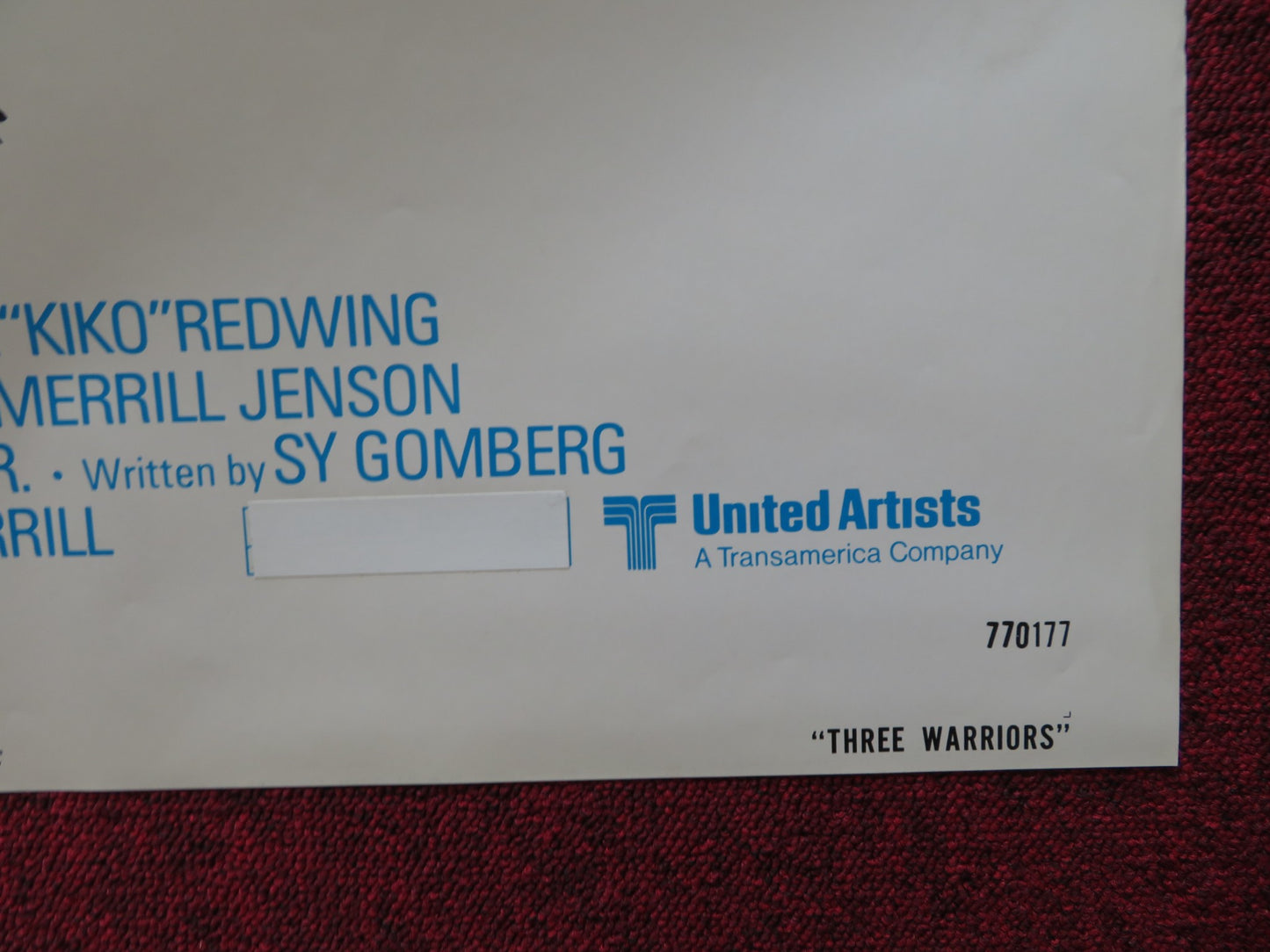 THREE WARRIORS FOLDED US ONE SHEET POSTER CHARLES WHITE EAGLE LOIS RED ELK 1977 - Rendezvous Cinema