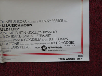 WHY WOULD I LIE? FOLDED US ONE SHEET POSTER TREAT WILLIAMS LISA EICHHORN 1980 - Rendezvous Cinema