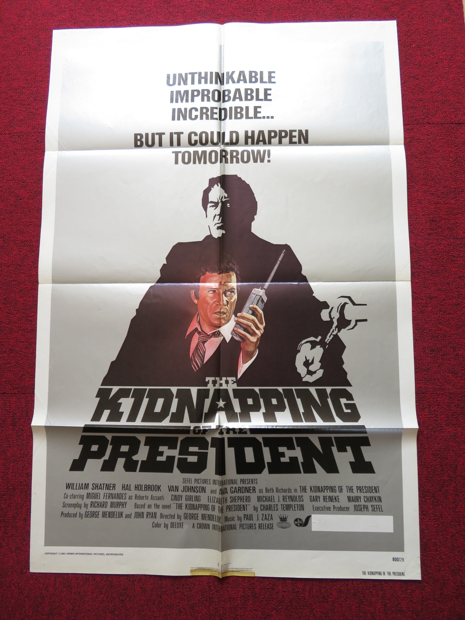 THE KIDNAPPING OF THE PRESIDENT FOLDED US ONE SHEET POSTER WILLIAM SHATNER 1980 - Rendezvous Cinema