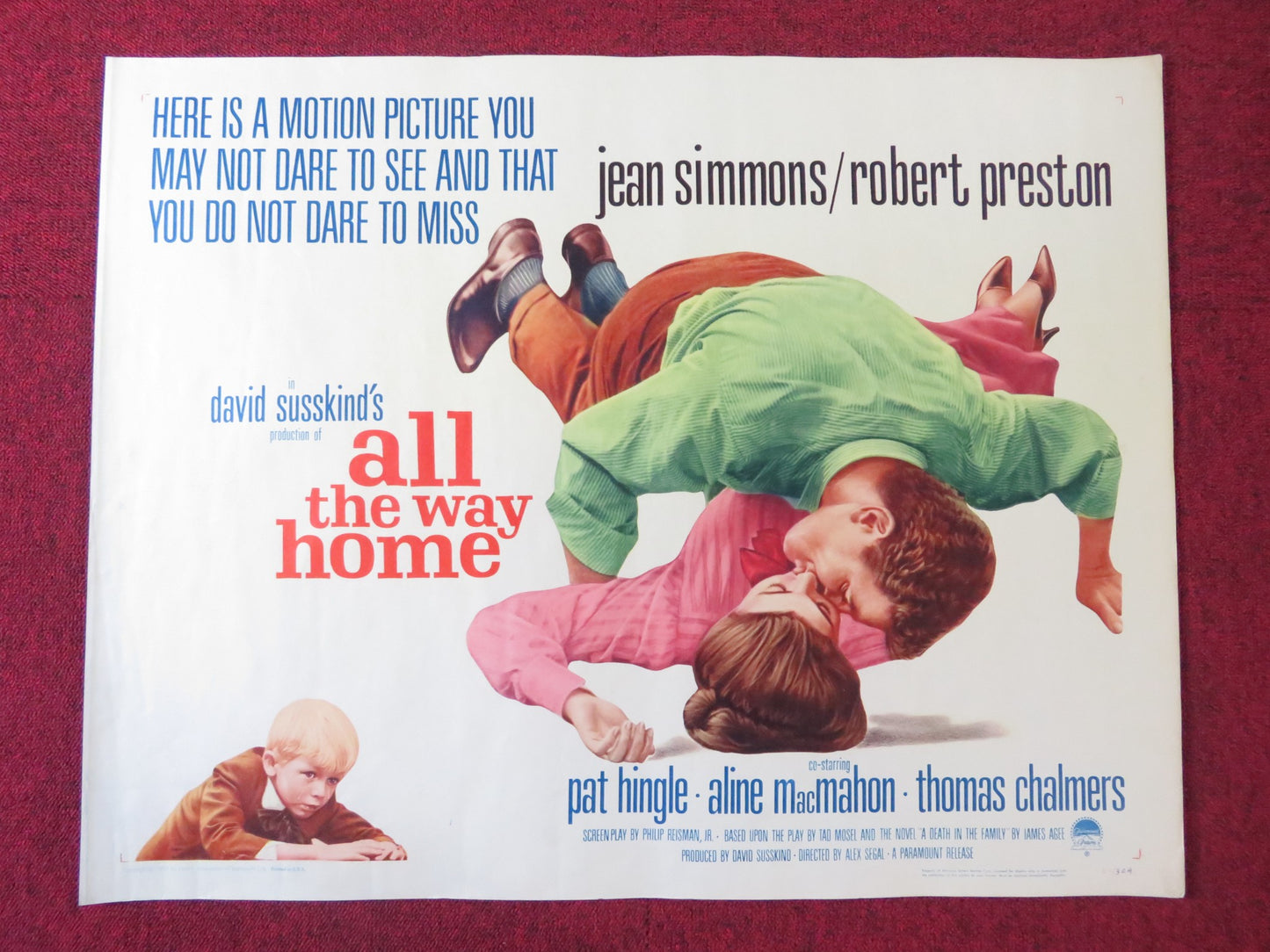 ALL THE WAY HOME HALF SHEET (22"x 28") POSTER PAT HINGLE ALINE MACMAHON 1963 - Rendezvous Cinema