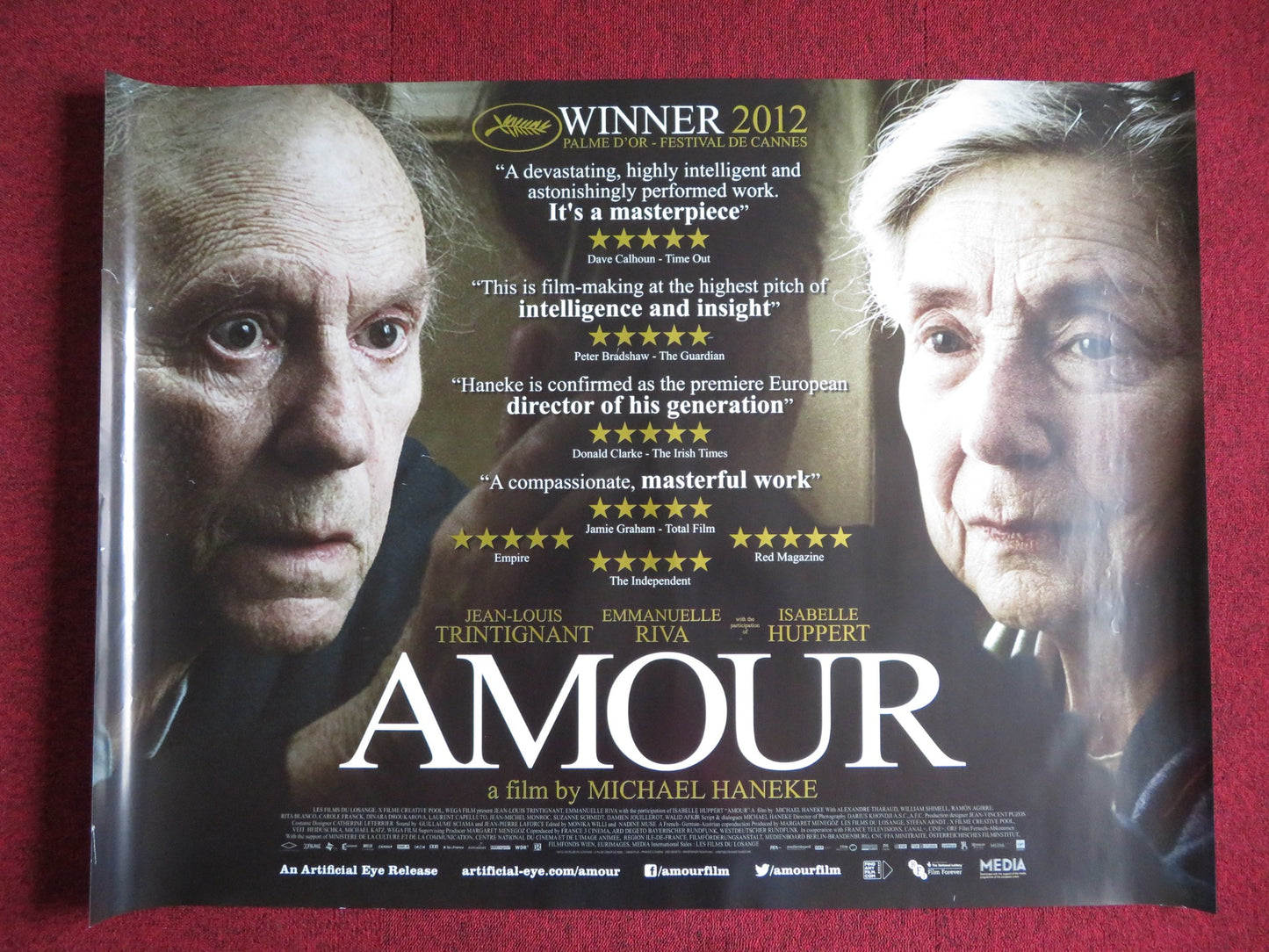 AMOUR UK QUAD (30"x 40") ROLLED POSTER JEAN-LOUIS TRINTIGNANT 2012 - Rendezvous Cinema