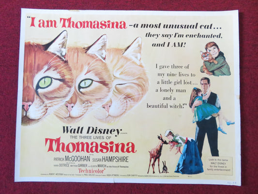 THE THREE LIVES OF THOMASINA US HALF SHEET (22"x 28") POSTER DISNEY 1963