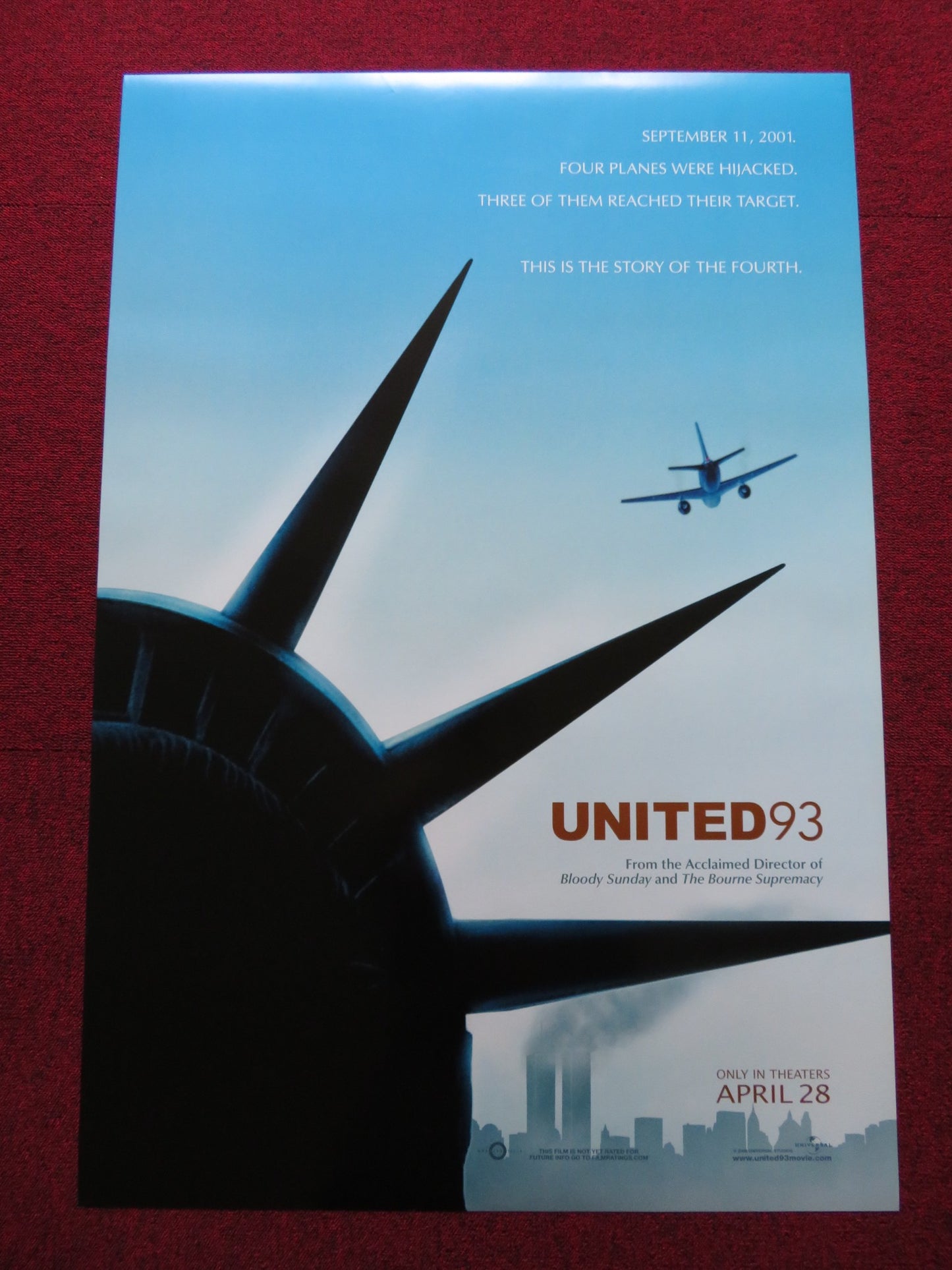 UNITED 93 US ONE SHEET ROLLED POSTER J.J. JOHNSON GARY COMMOCK 2006 - Rendezvous Cinema