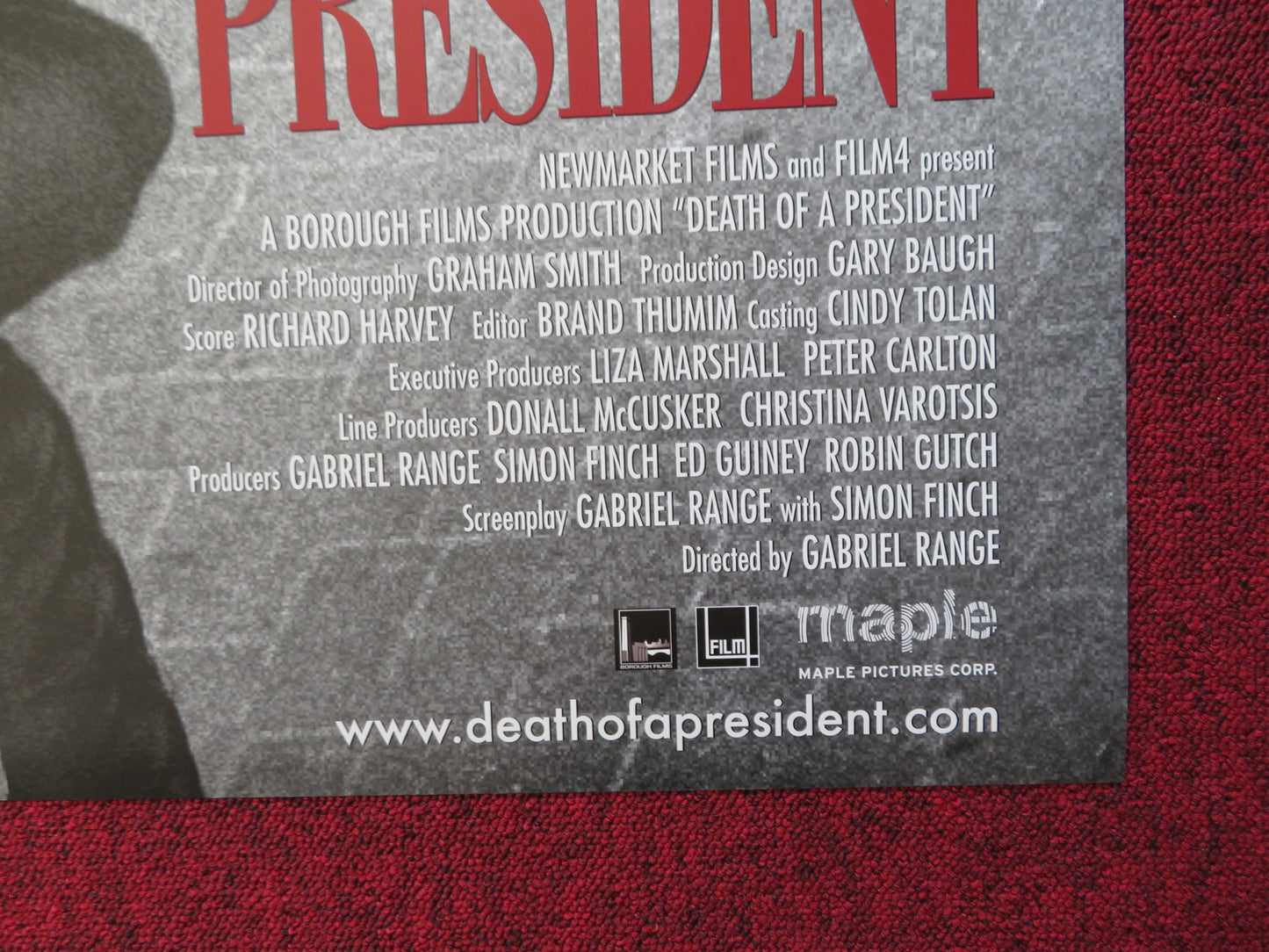 DEATH OF A PRESIDENT US ONE SHEET ROLLED POSTER HEND AYOUB BECKY ANN BAKER 2006 - Rendezvous Cinema