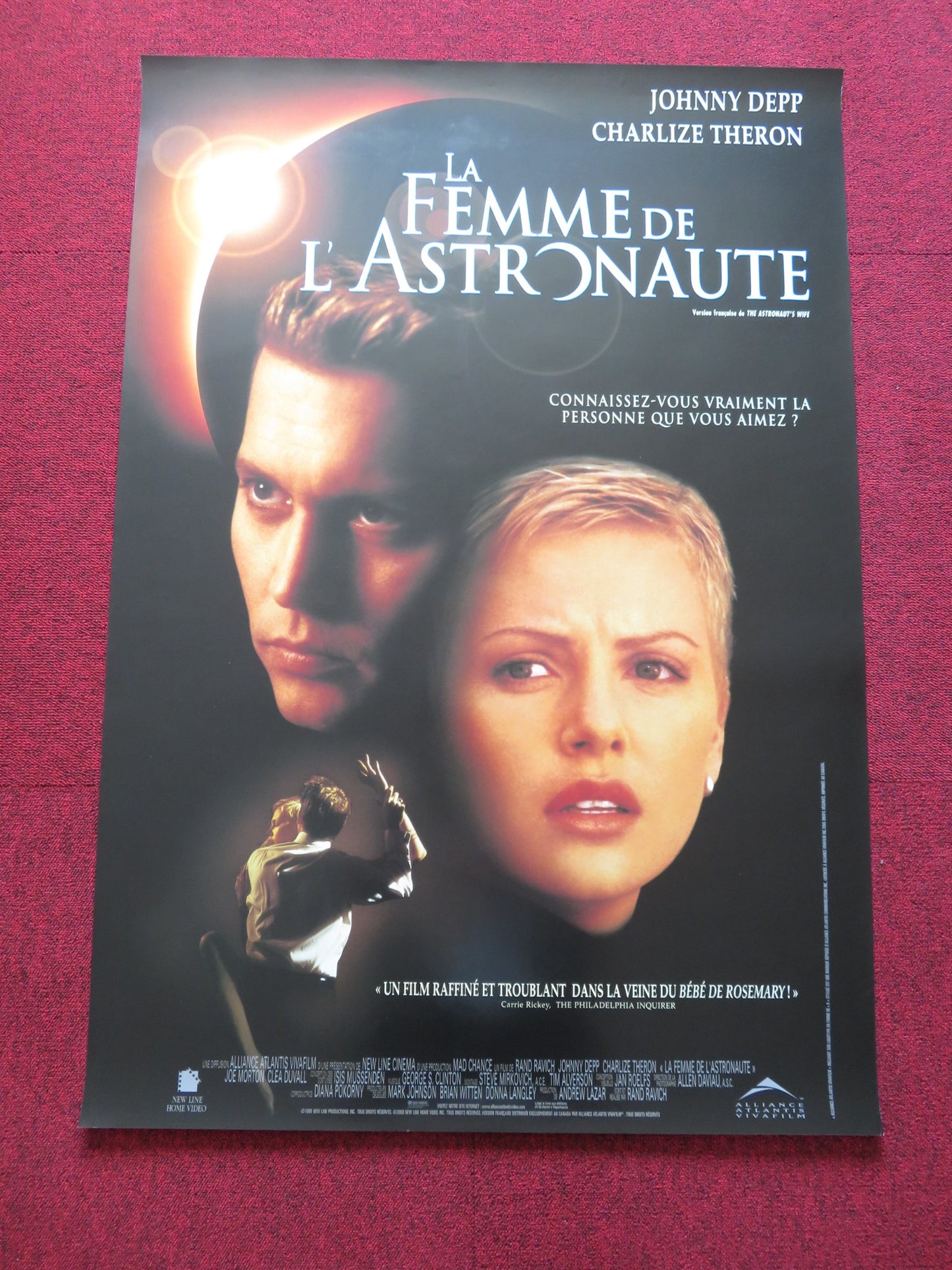 THE ASTRONAUT'S WIFE FRENCH ONE SHEET ROLLED POSTER JOHNNY DEPP C. THERON 1999 - Rendezvous Cinema