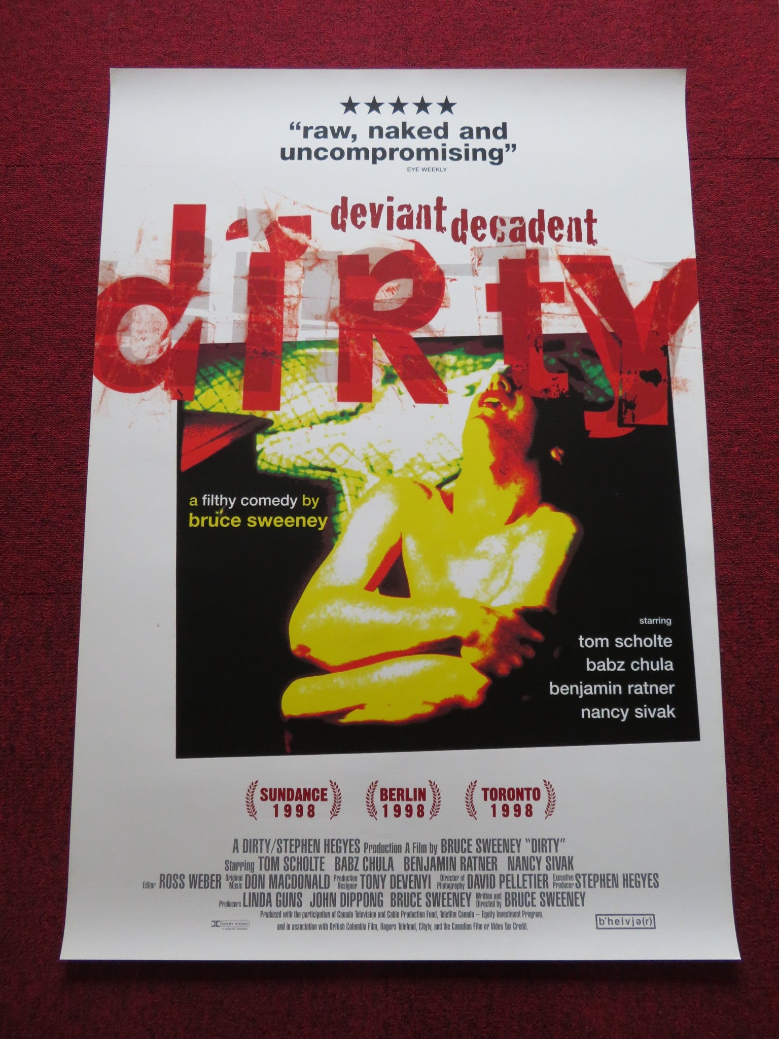 DIRTY US ONE SHEET ROLLED POSTER TOM SCHOLTE BABS CHULA 1998 - Rendezvous Cinema