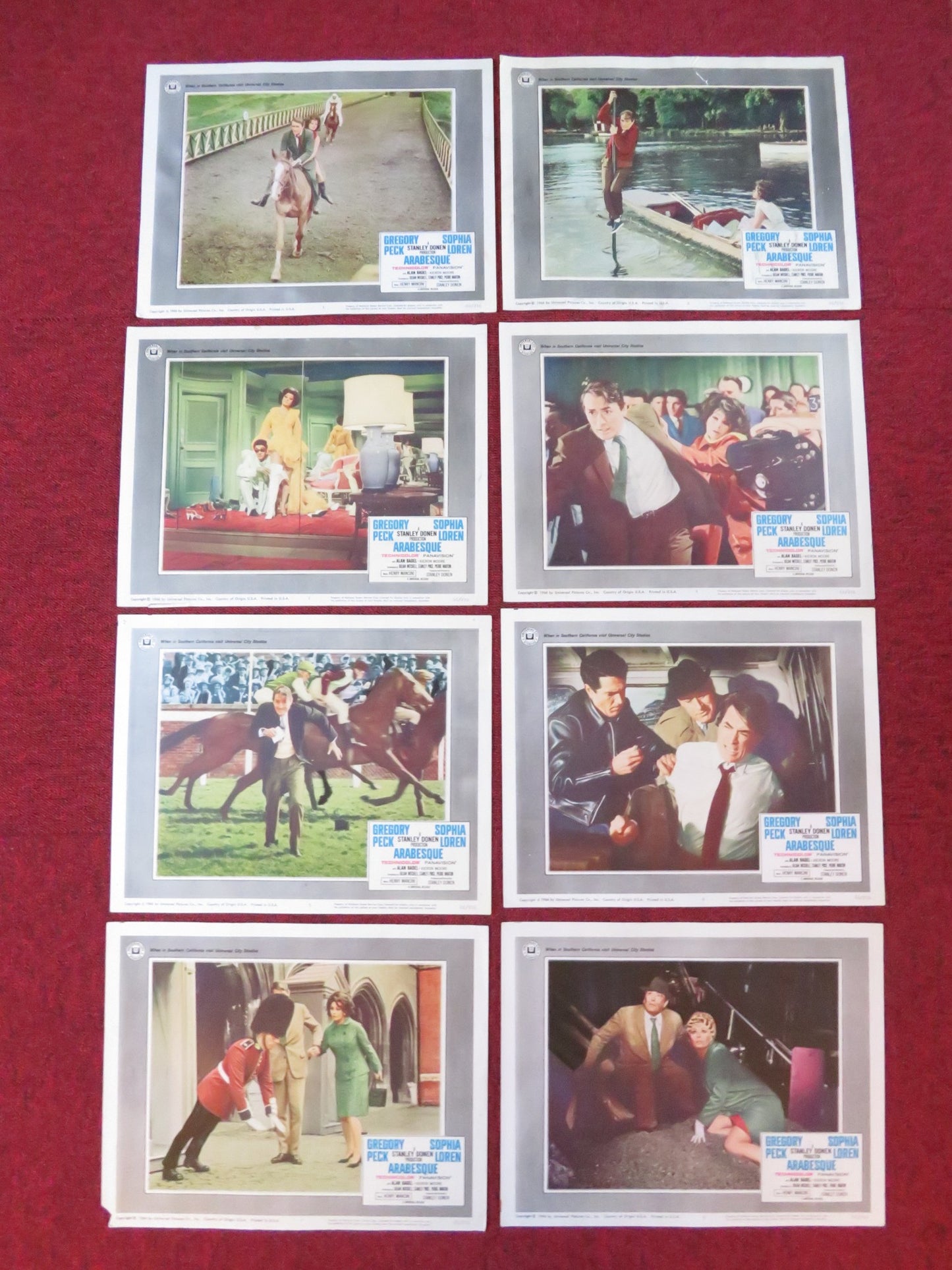 ARABESQUE US LOBBY CARD FULL SET GREGORY PECK SOPHIA LOREN 1966 - Rendezvous Cinema