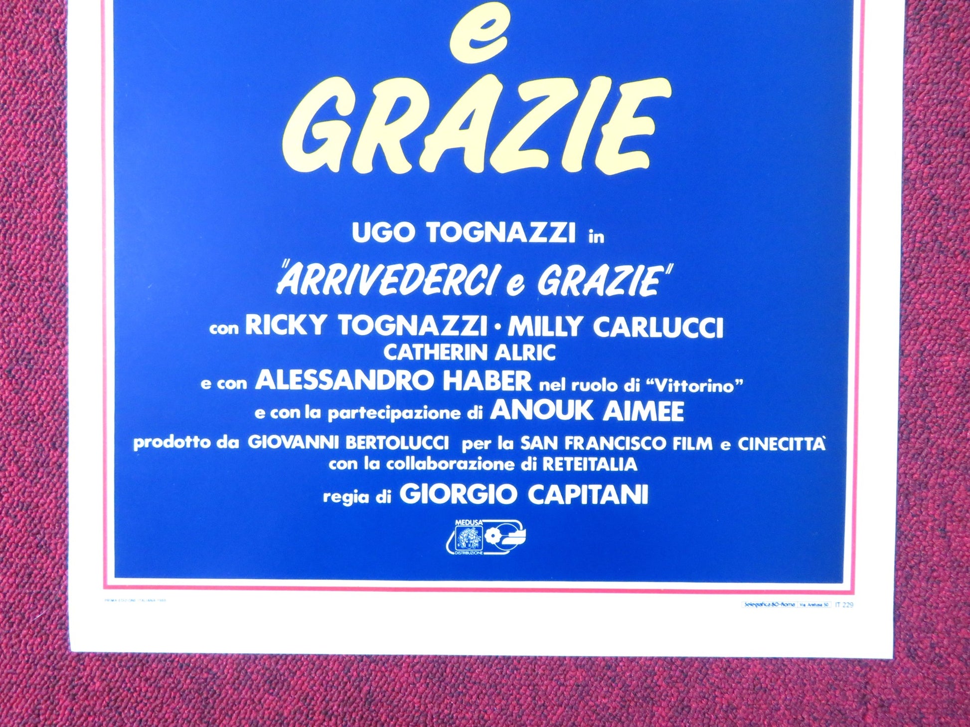 ARRIVEDERCI E GRAZIE ITALIAN LOCANDINA POSTER UGO TOGNAZZI RICKY TOGNAZZI 1988 - Rendezvous Cinema