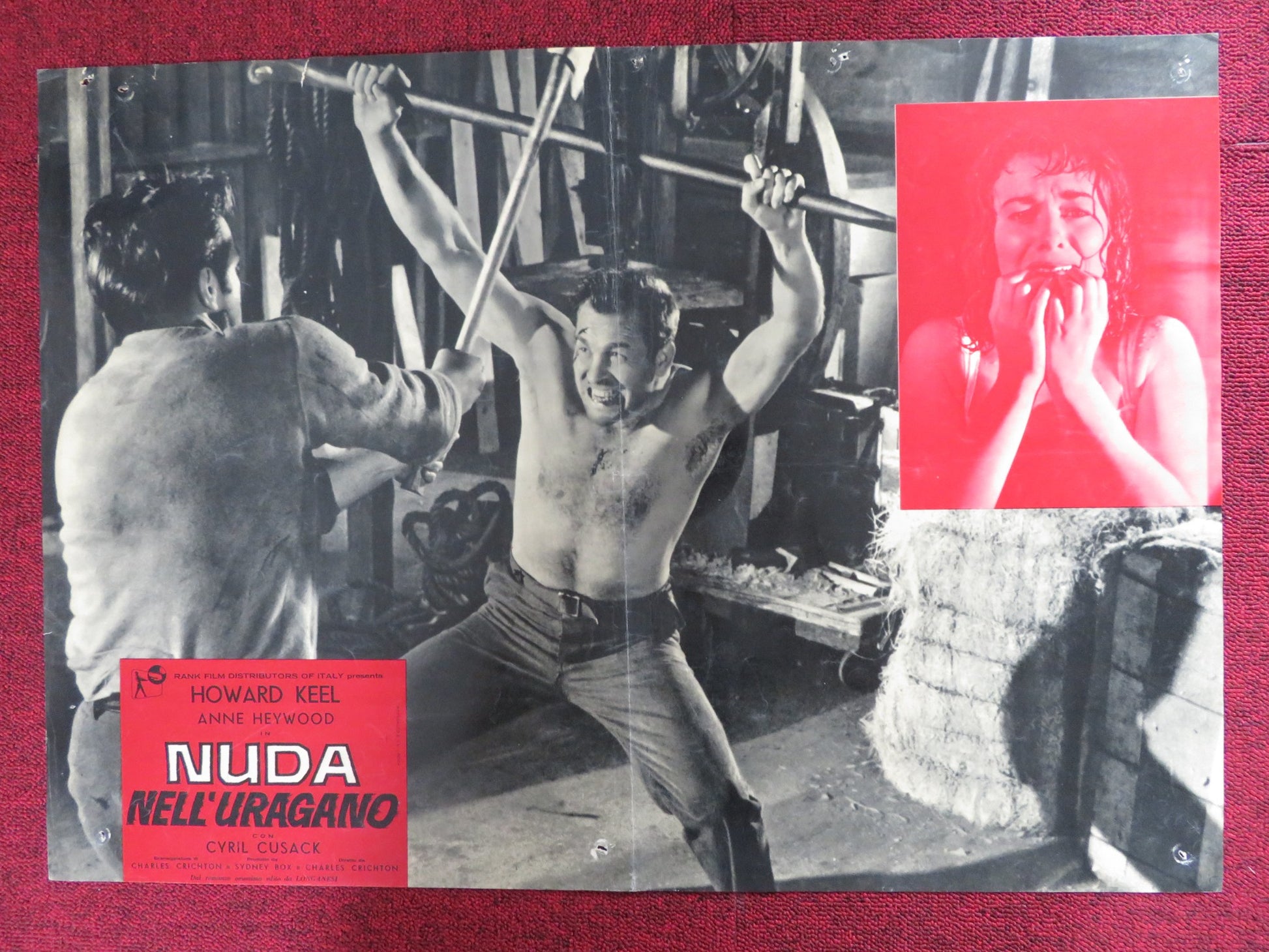 NUDA NELL'URAGANO - B ITALIAN FOTOBUSTA POSTER HOWARD KEEL CYRIL CUSACK 1958 - Rendezvous Cinema