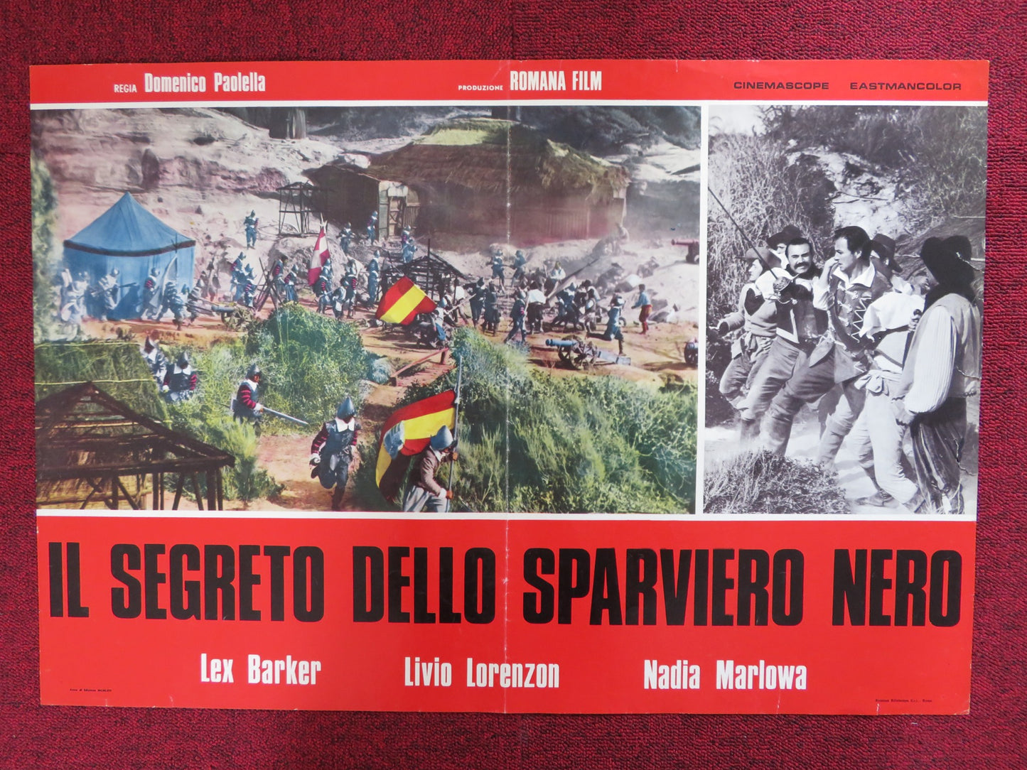 THE SECRET OF THE BLACK FALCON ITALIAN FOTOBUSTA POSTER BARKER LORENZON 1961 - Rendezvous Cinema