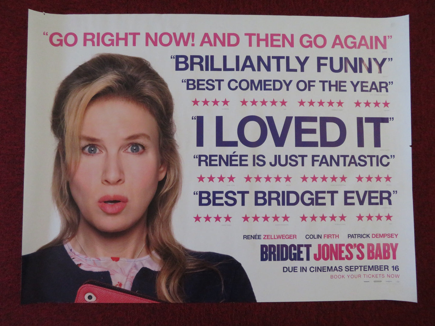 BRIDGET JONES'S BABY UK QUAD (30"x 40") ROLLED POSTER RENEE ZELLWEGER 2016 - Rendezvous Cinema