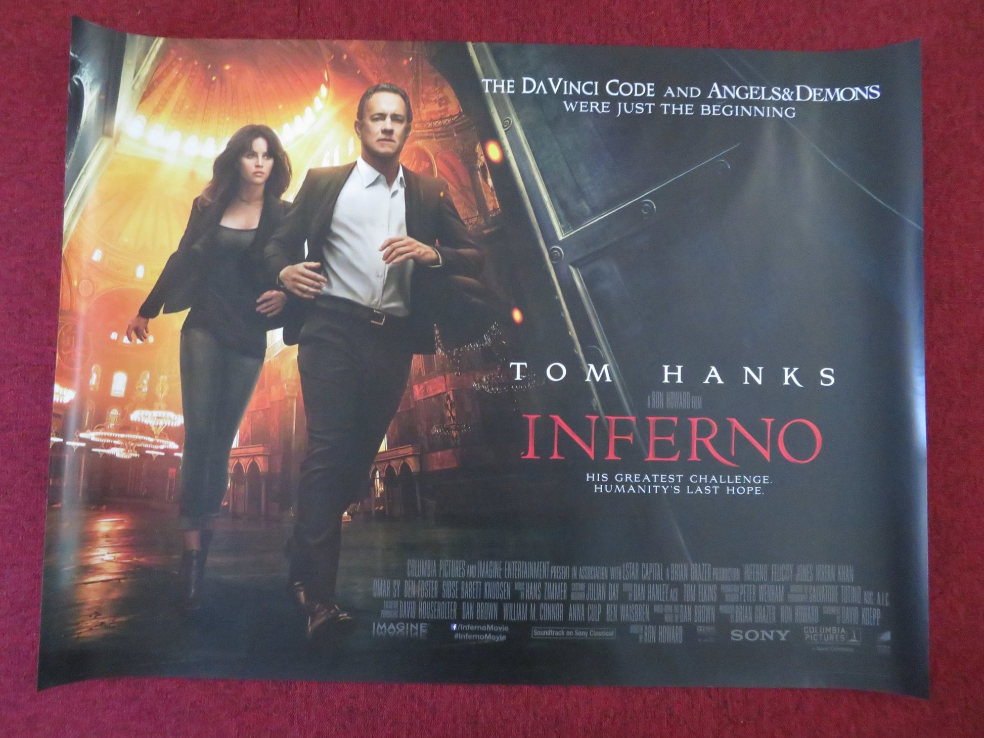INFERNO UK QUAD (30"x 40") ROLLED POSTER TOM HANKS FELICITY JONES 2016 - Rendezvous Cinema