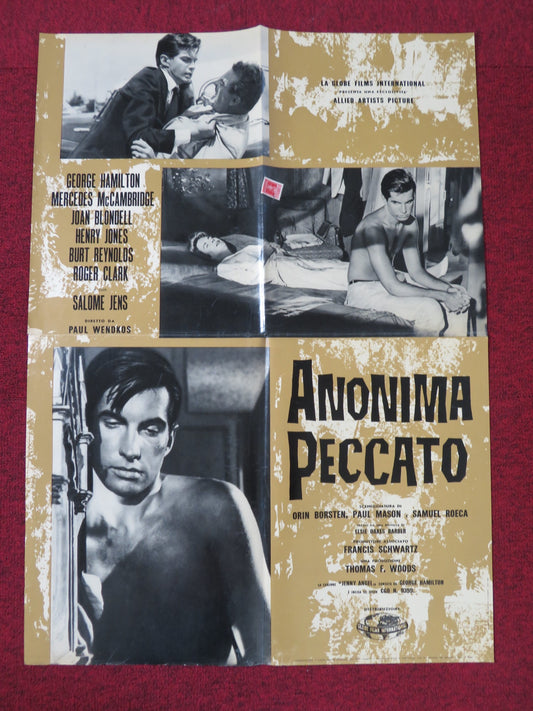 ANGEL BABY ITALIAN FOGLIO POSTER GEORGE HAMILTON BURT REYNOLDS 1961 - Rendezvous Cinema