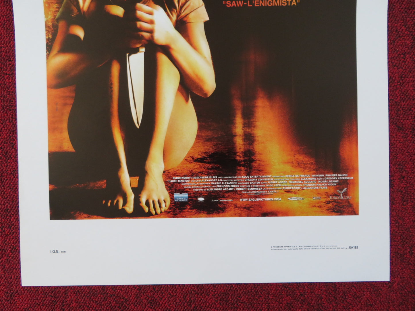 ALTA TENSIONE / HIGH TENSION ITALIAN LOCANDINA POSTER CECILE DE FRANCE 2003 - Rendezvous Cinema