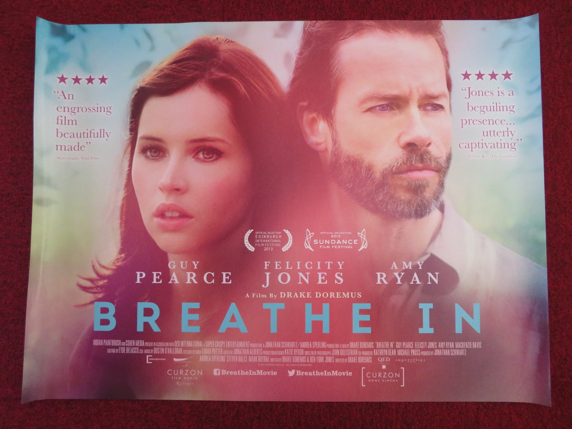 BREATHE IN UK QUAD (30"x 40") ROLLED POSTER GUY PEARCE FELICITY JONES 2013 - Rendezvous Cinema