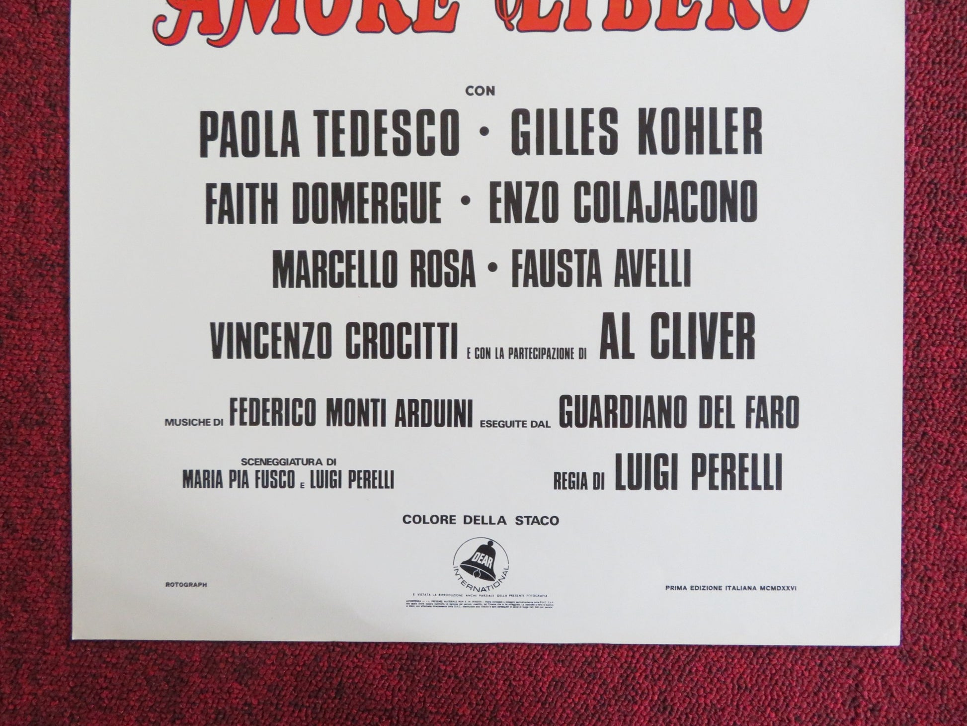 AMORE GRANDE, AMORE LIBERO ITALIAN LOCANDINA POSTER PAOLA TEDESCO 1976 - Rendezvous Cinema