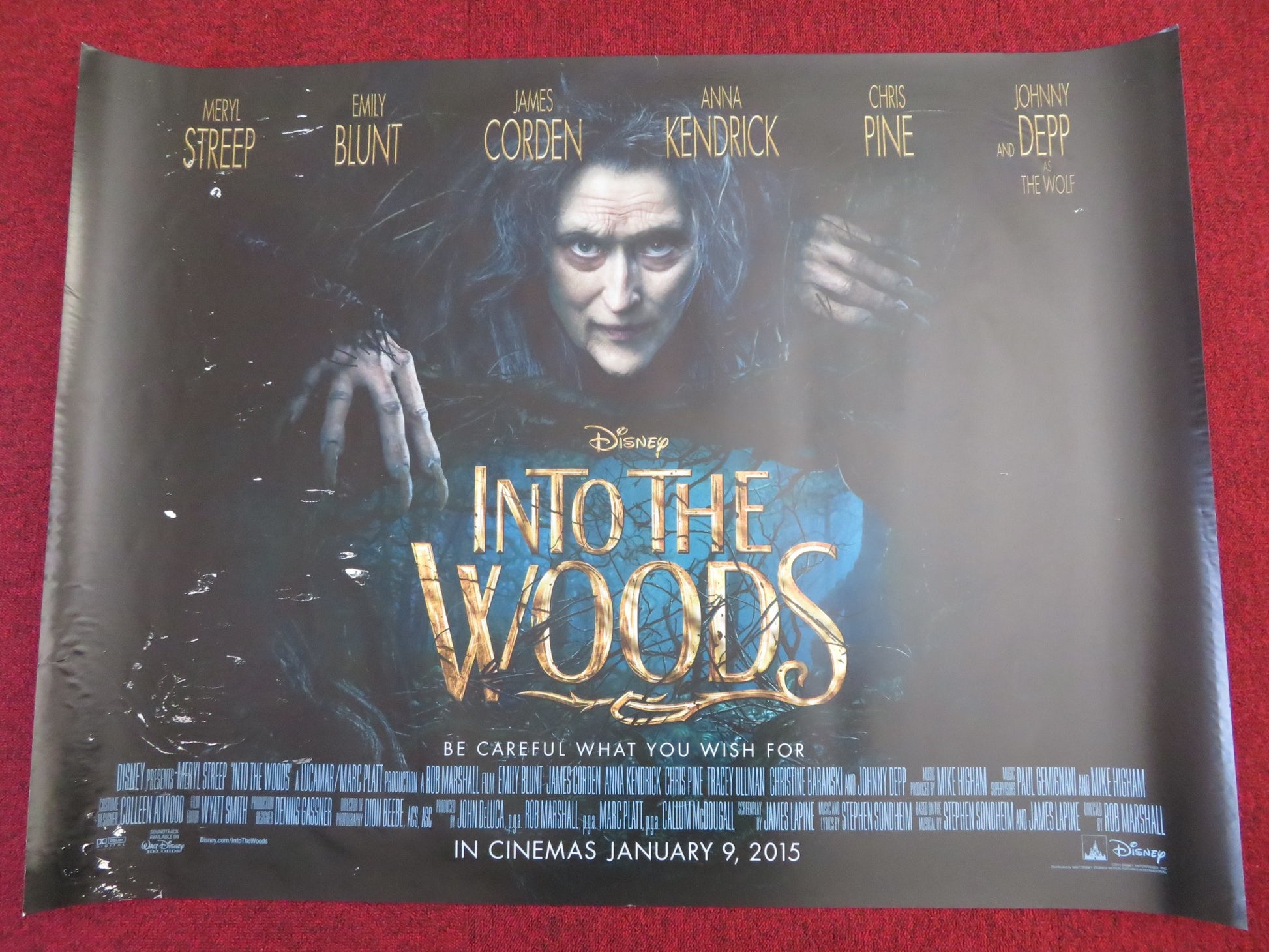INTO THE WOODS UK QUAD (30"x 40") ROLLED POSTER DISNEY M. STREEP E. BLUNT 2014 - Rendezvous Cinema