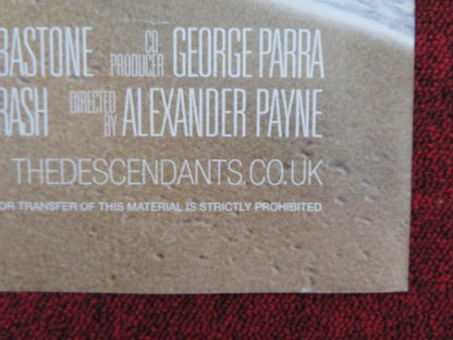 THE DESCENDANTS UK QUAD (30"x 40") ROLLED POSTER GEORGE CLOONEY S. WOODLEY 2011 - Rendezvous Cinema