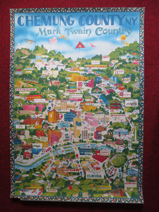 CHEMUNG COUNTY N.Y MARK TWAIN COUNTRY POSTER 1986