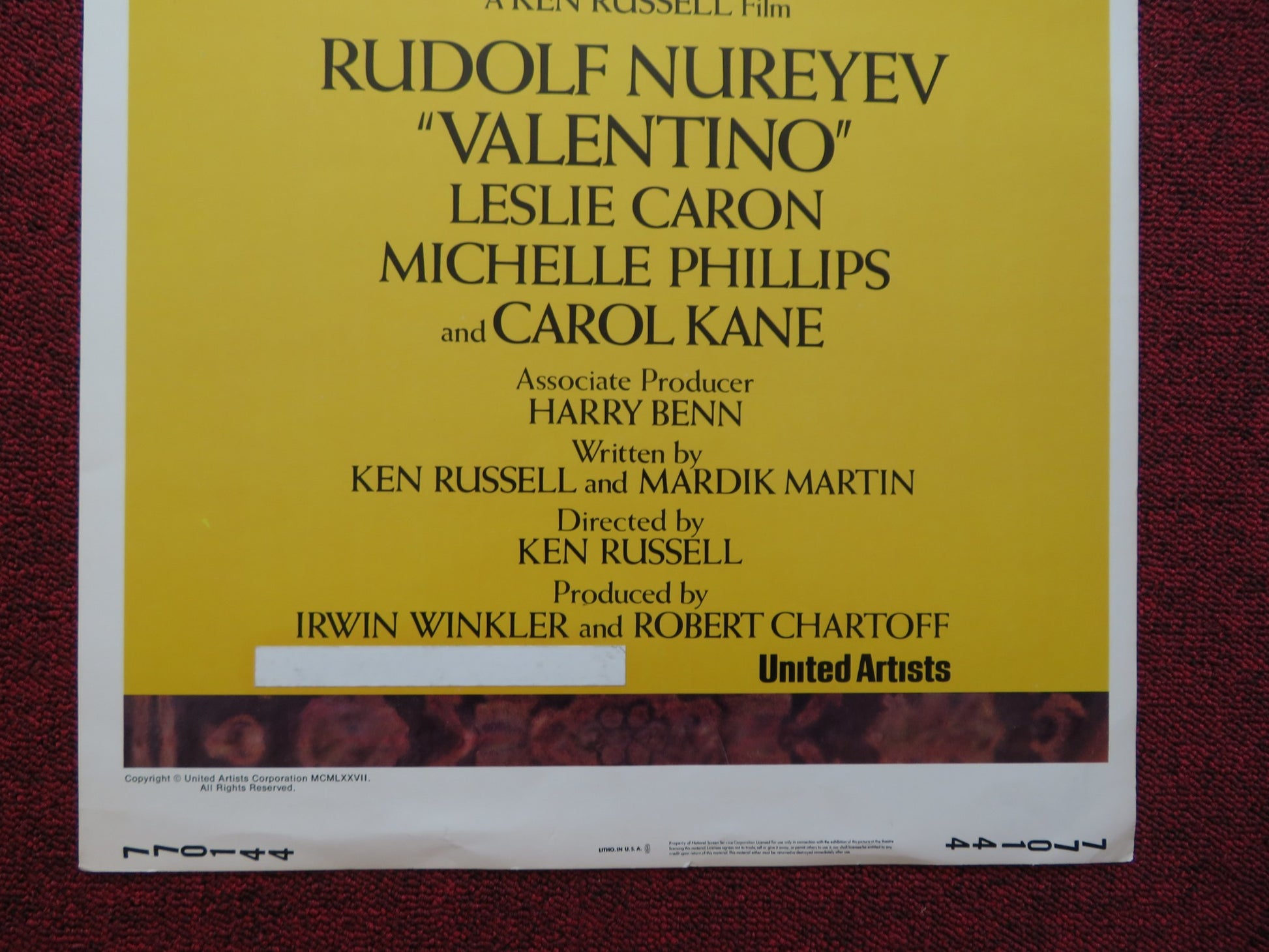 VALENTINO US INSERT (14"x 36") POSTER RUDOLF NUREYEV LESLIE CARON 1977 - Rendezvous Cinema