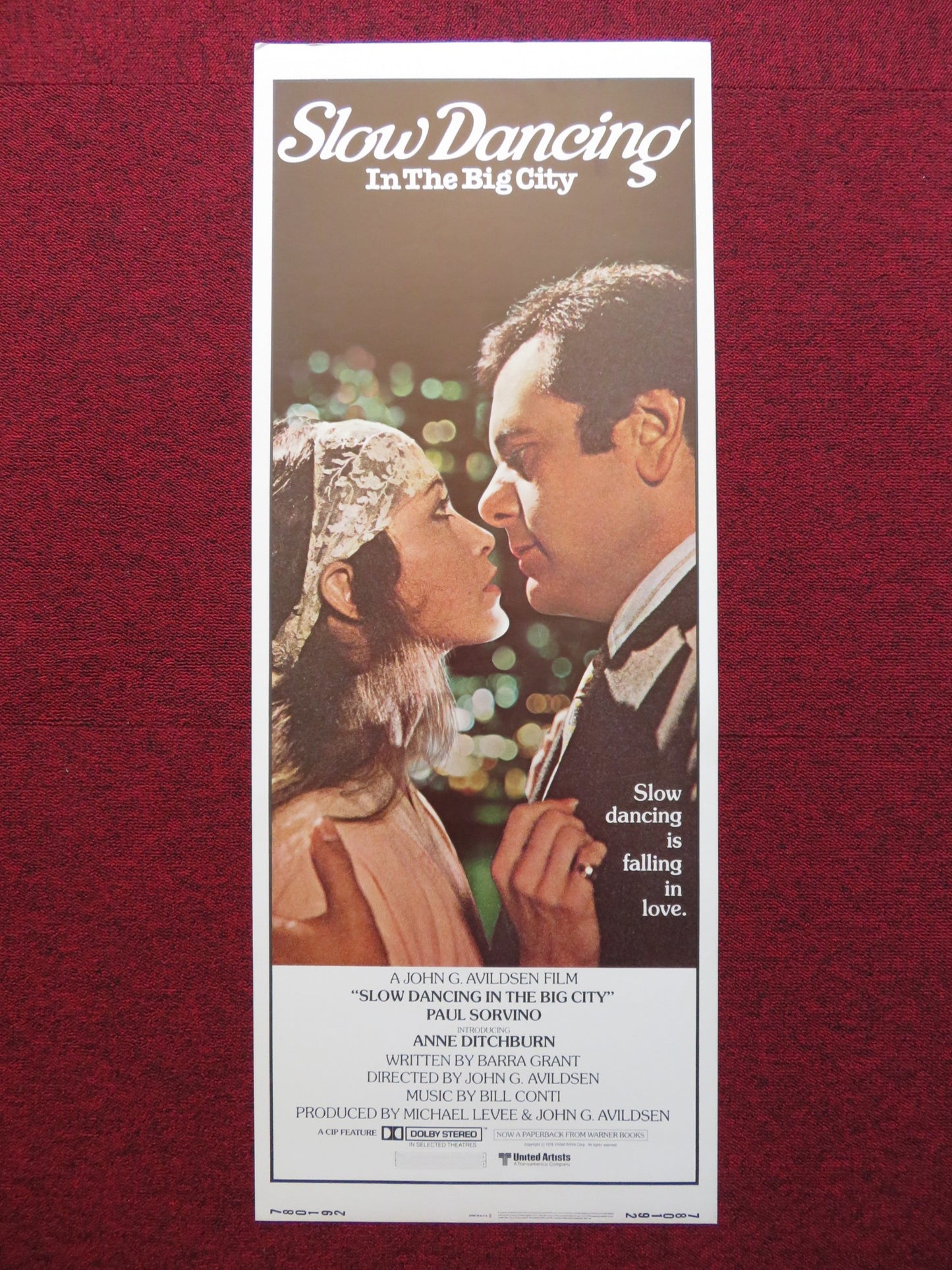 SLOW DANCING IN THE BIG CITY US INSERT (14"x 36") POSTER PAUL SORVINO 1978 - Rendezvous Cinema