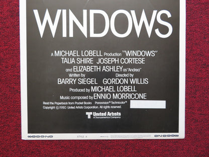WINDOWS STYLE A US INSERT (14"x 36") POSTER TALIA SHIRE JOSEPH CORTESE 1980 - Rendezvous Cinema