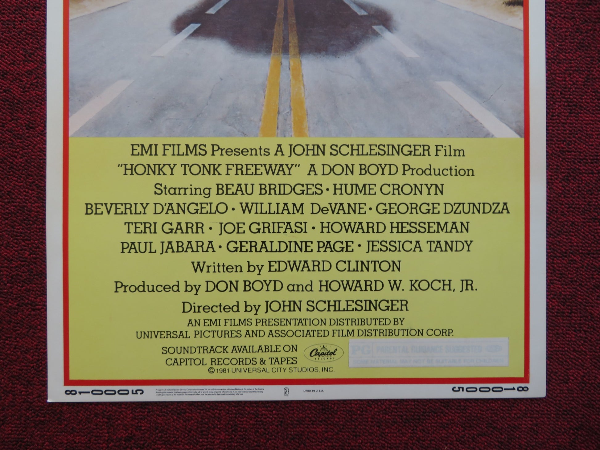 HONKY TONK FREEWAY US INSERT (14"x 36") POSTER DISNEY BEAU BRIDGES 1981 - Rendezvous Cinema