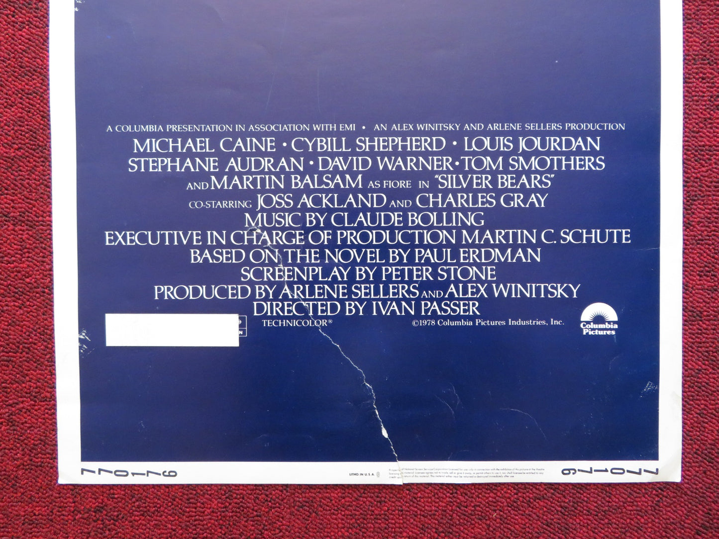 SILVER BEARS US INSERT (14"x 36") POSTER MICHAEL CAINE CYBILL SHEPHERD 1977 - Rendezvous Cinema