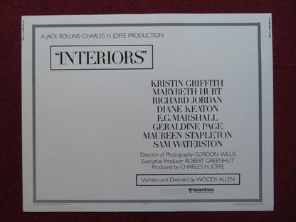 INTERIORS US HALF SHEET (22"x 28") POSTER WOODY ALLEN KRISTIN GRIFFITH 1978 - Rendezvous Cinema