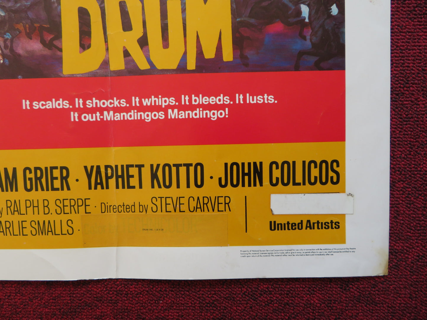 DRUM US HALF SHEET (22"x 28") POSTER WARREN OATES ISELA VEGA 1976 - Rendezvous Cinema