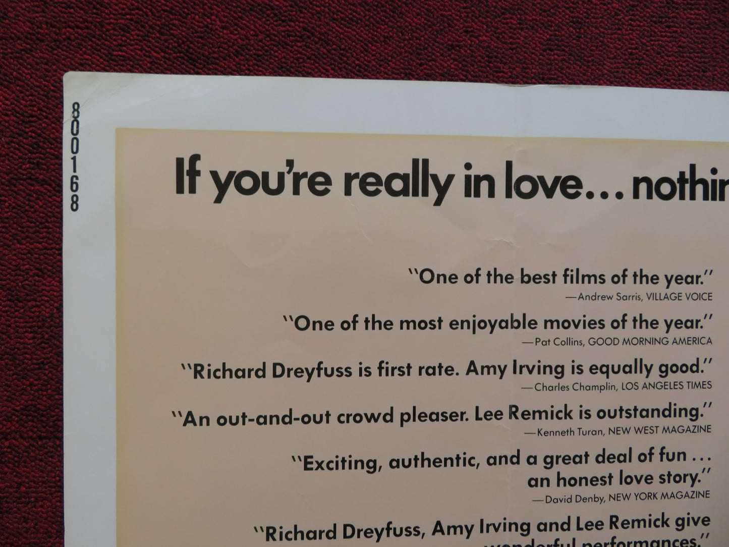 THE COMPETITION US HALF SHEET (22"x 28") POSTER RICHARD DREYFUSS AMY IRVING 1980 - Rendezvous Cinema