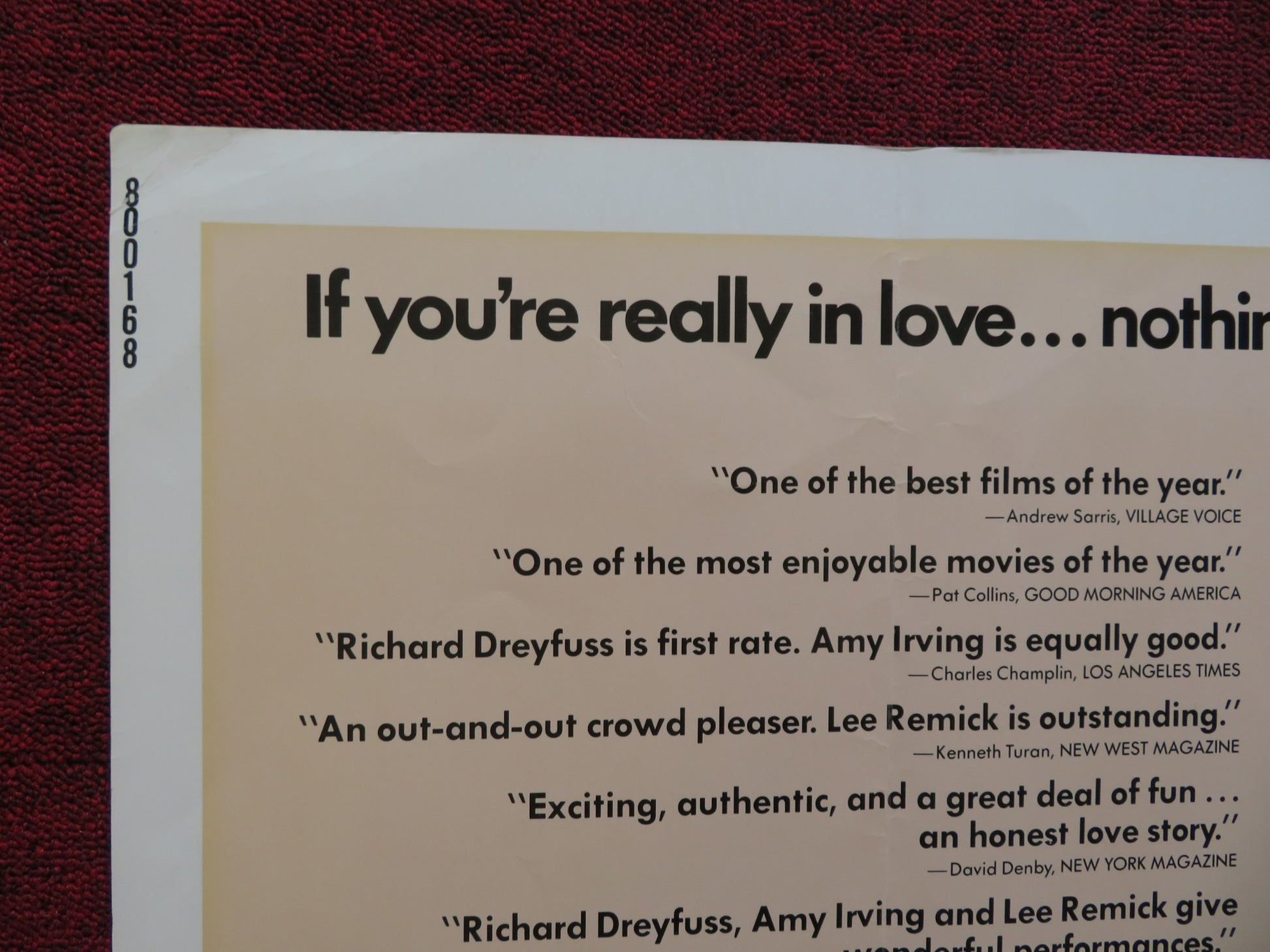 THE COMPETITION US HALF SHEET (22"x 28") POSTER RICHARD DREYFUSS AMY IRVING 1980 - Rendezvous Cinema