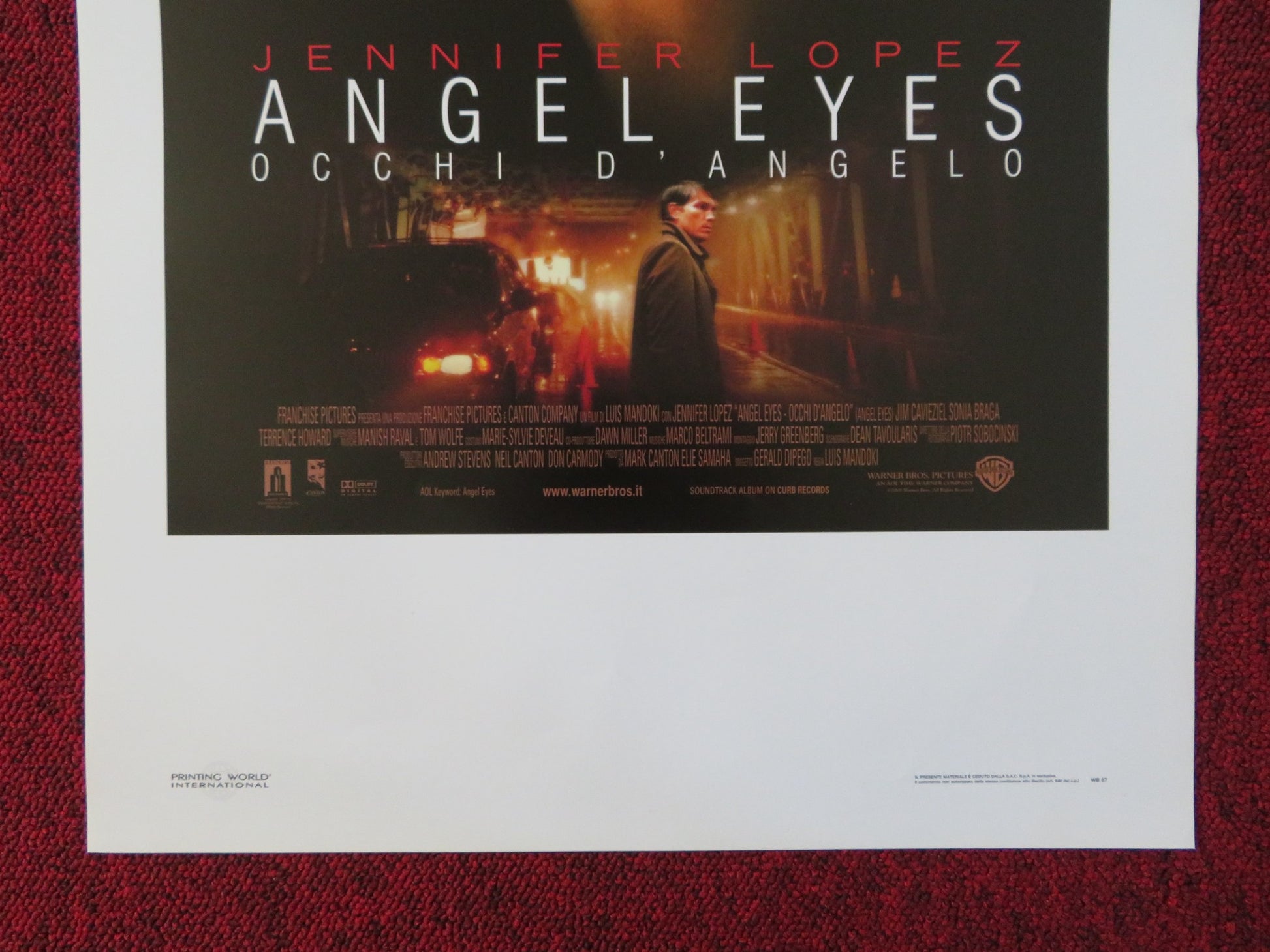ANGEL EYES ITALIAN LOCANDINA POSTER JENNIFER LOPEZ JIM CAVIEZIEL 2001 - Rendezvous Cinema