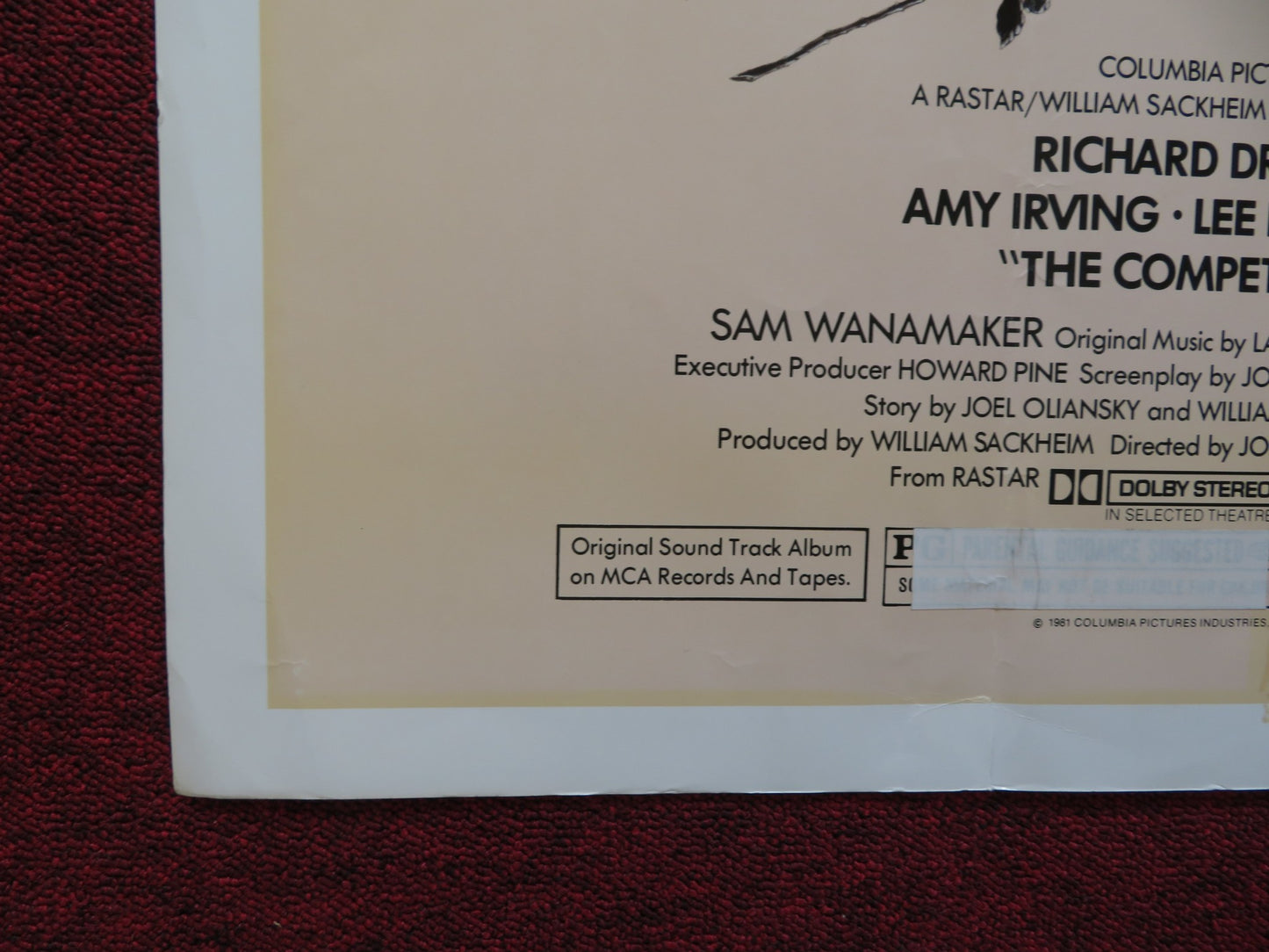 THE COMPETITION US HALF SHEET (22"x 28") POSTER RICHARD DREYFUSS AMY IRVING 1980 - Rendezvous Cinema