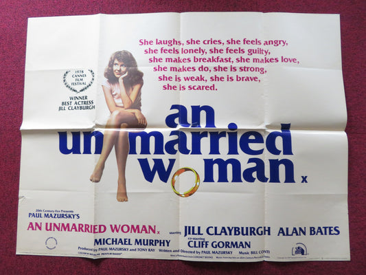 AN UNMARRIED WOMAN UK QUAD POSTER FOLDED JILL CLAYBURGH ALAN BATES 1978 - Rendezvous Cinema