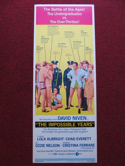 THE IMPOSSIBLE YEARS US INSERT (14"x 36") POSTER DAVID NIVEN LOLA ALBRIGHT 1968 - Rendezvous Cinema