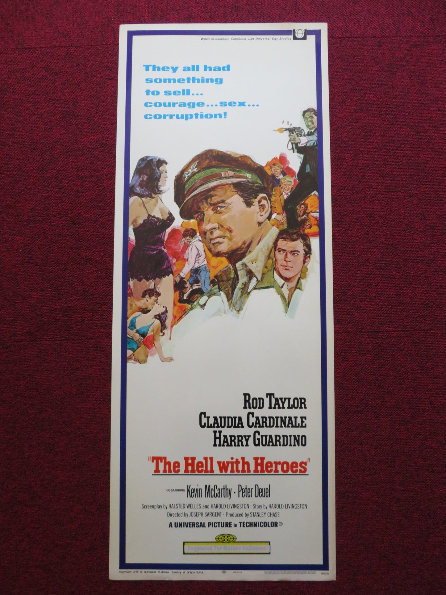 THE HELL WITH HEROES US INSERT (14"x 36") POSTER ROD TAYLOR C.CARDINALE 1968 - Rendezvous Cinema
