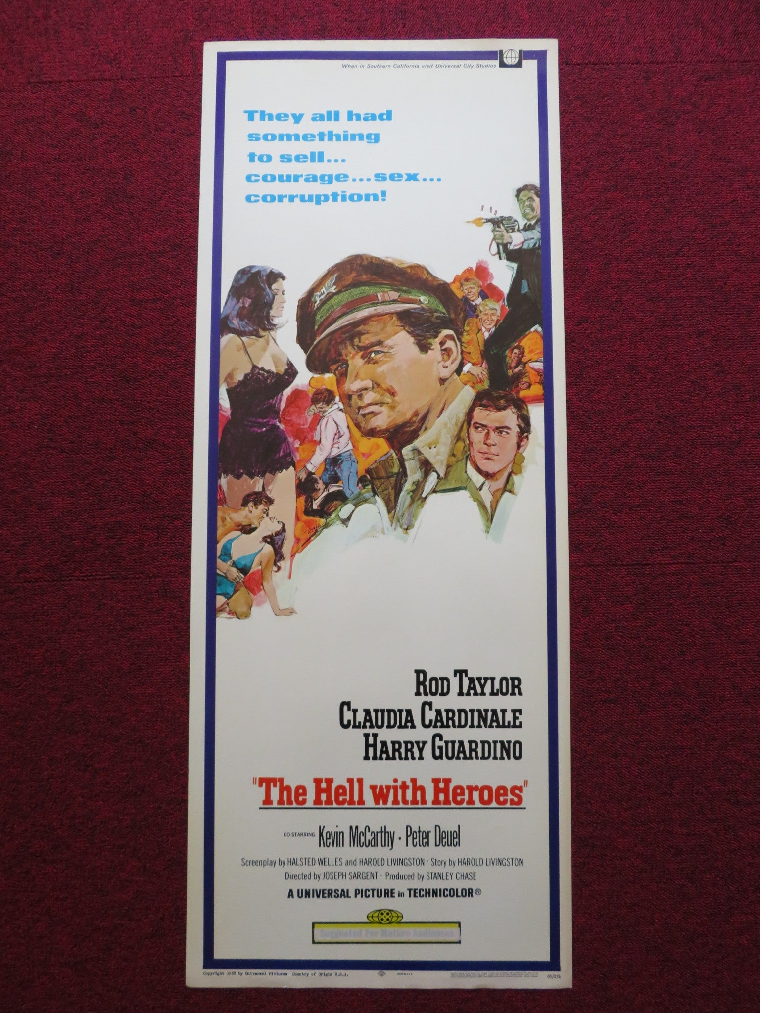 THE HELL WITH HEROES US INSERT (14"x 36") POSTER ROD TAYLOR C.CARDINALE 1968 - Rendezvous Cinema