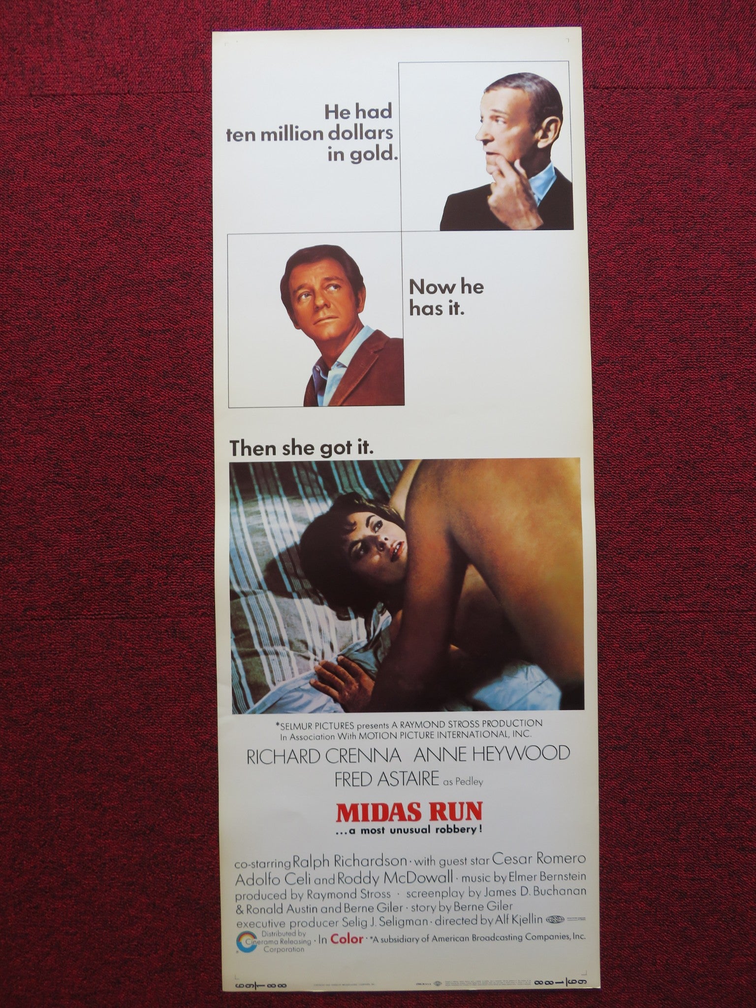 MIDAS RUN US INSERT (14"x 36") POSTER RICHARD CRENNA ANNE HEYWOOD 1969 - Rendezvous Cinema