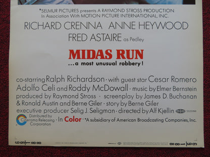 MIDAS RUN US INSERT (14"x 36") POSTER RICHARD CRENNA ANNE HEYWOOD 1969 - Rendezvous Cinema
