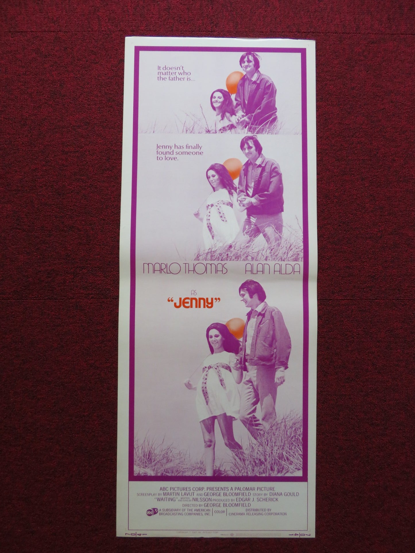 JENNY US INSERT (14"x 36") POSTER MARLO THOMAS ALAN ALDA 1969 - Rendezvous Cinema