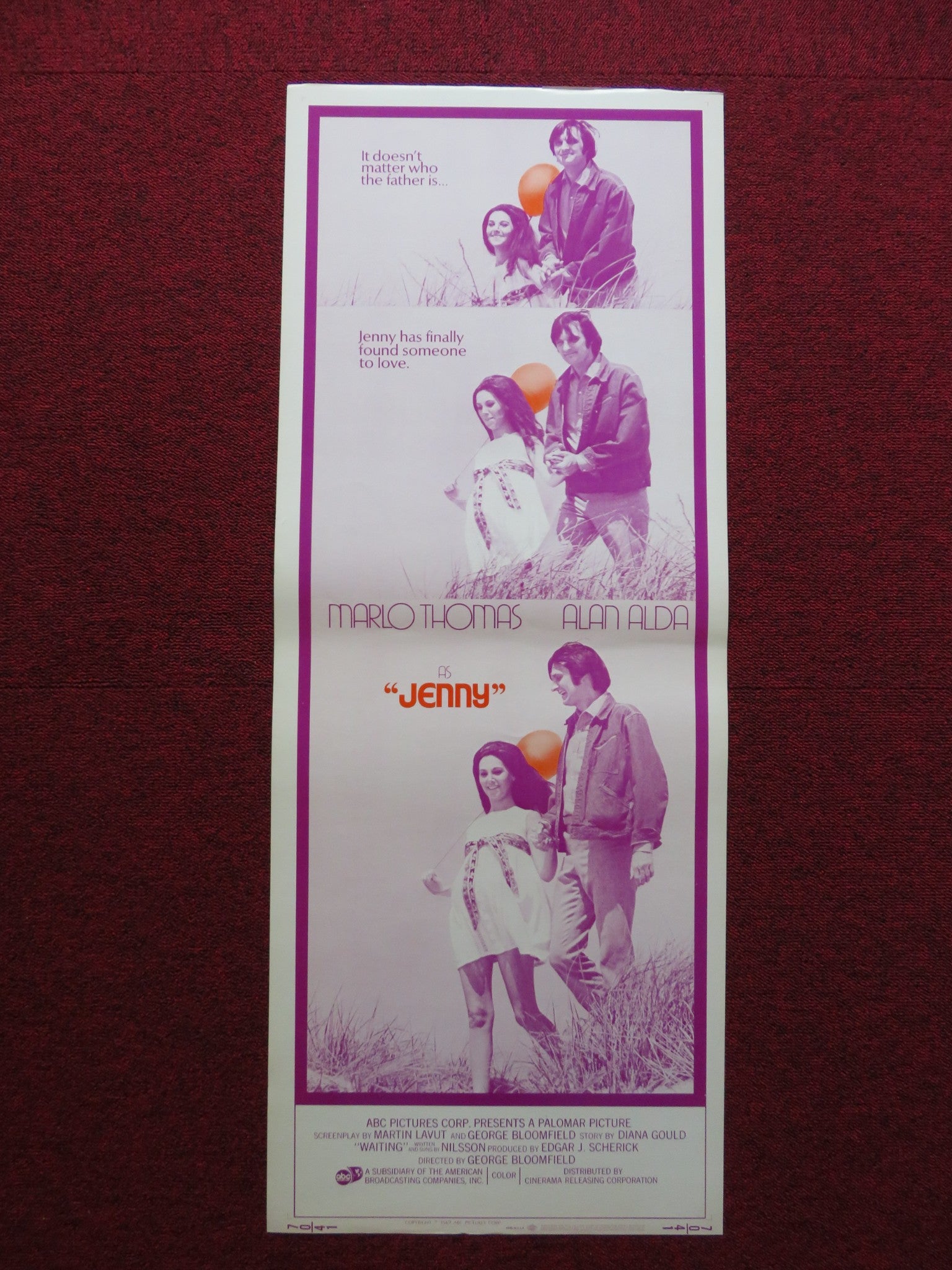 JENNY US INSERT (14"x 36") POSTER MARLO THOMAS ALAN ALDA 1969 - Rendezvous Cinema