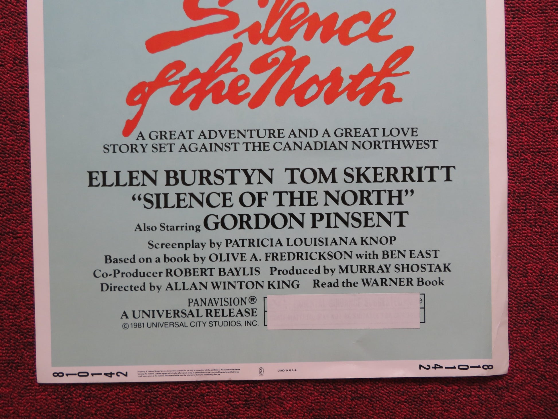 SILENCE OF THE NORTH US INSERT (14"x 36") POSTER ELLEN BURSTYN TOM SKERRITT 1981 - Rendezvous Cinema