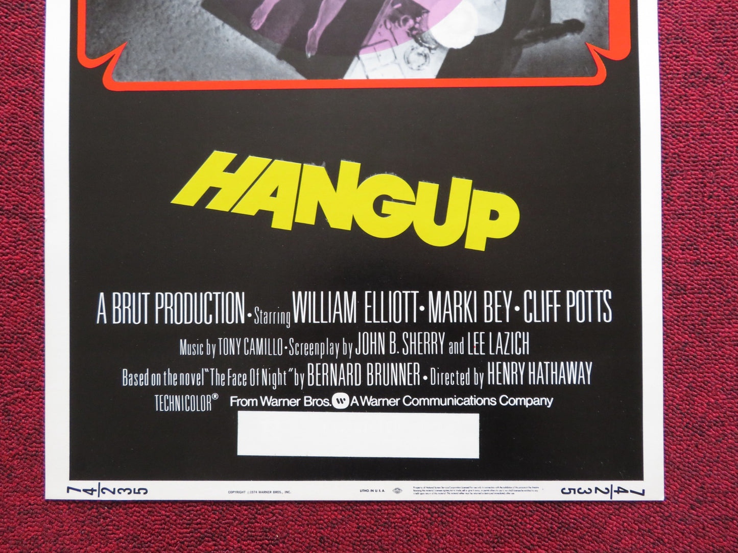 HANGUP US INSERT (14"x 36") POSTER WILLIAM ELLIOTT MARKI BEY 1974 - Rendezvous Cinema