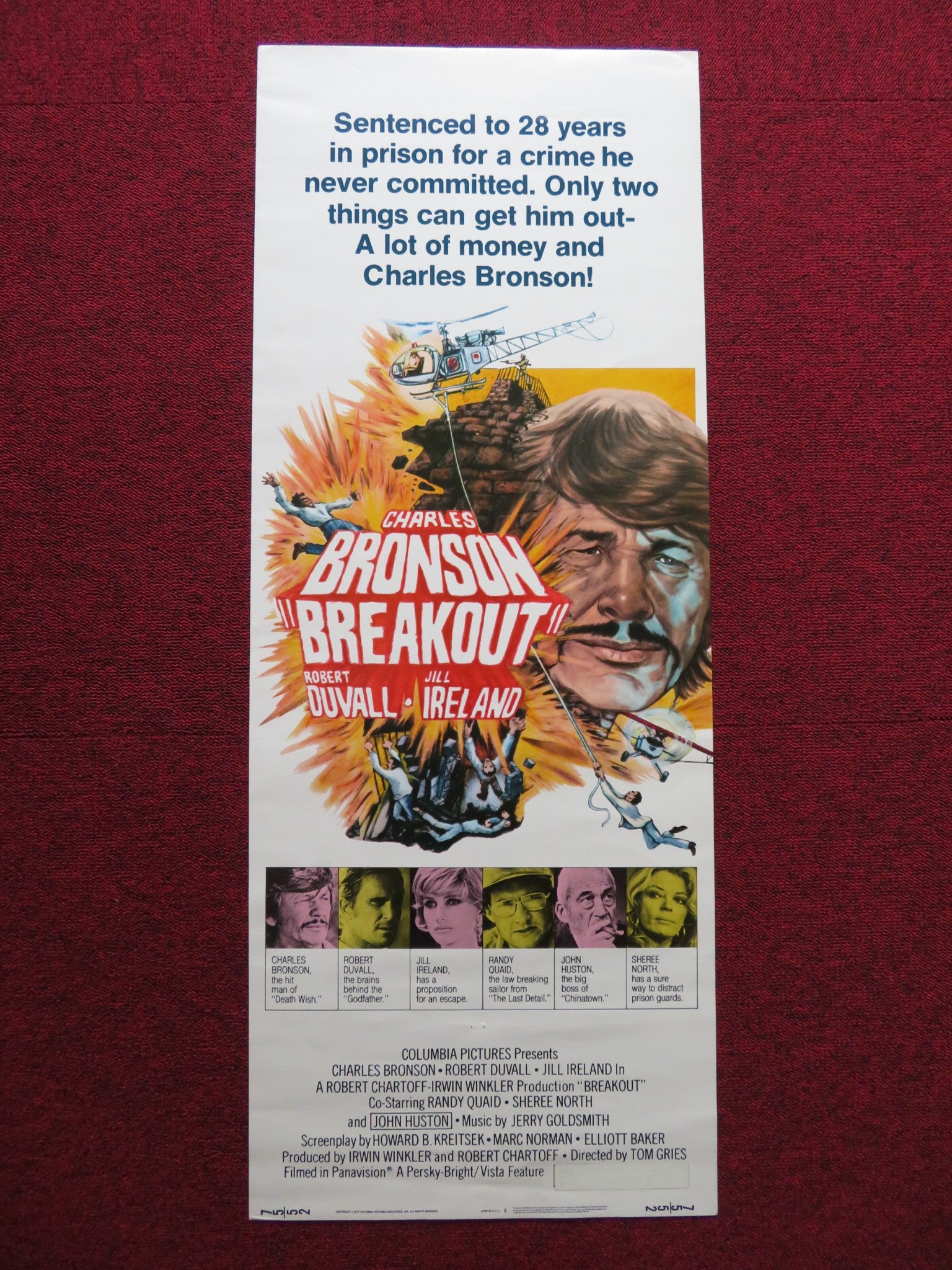 BREAKOUT US INSERT (14"x 36") POSTER CHARLES BRONSON JILL IRELAND 1975 - Rendezvous Cinema
